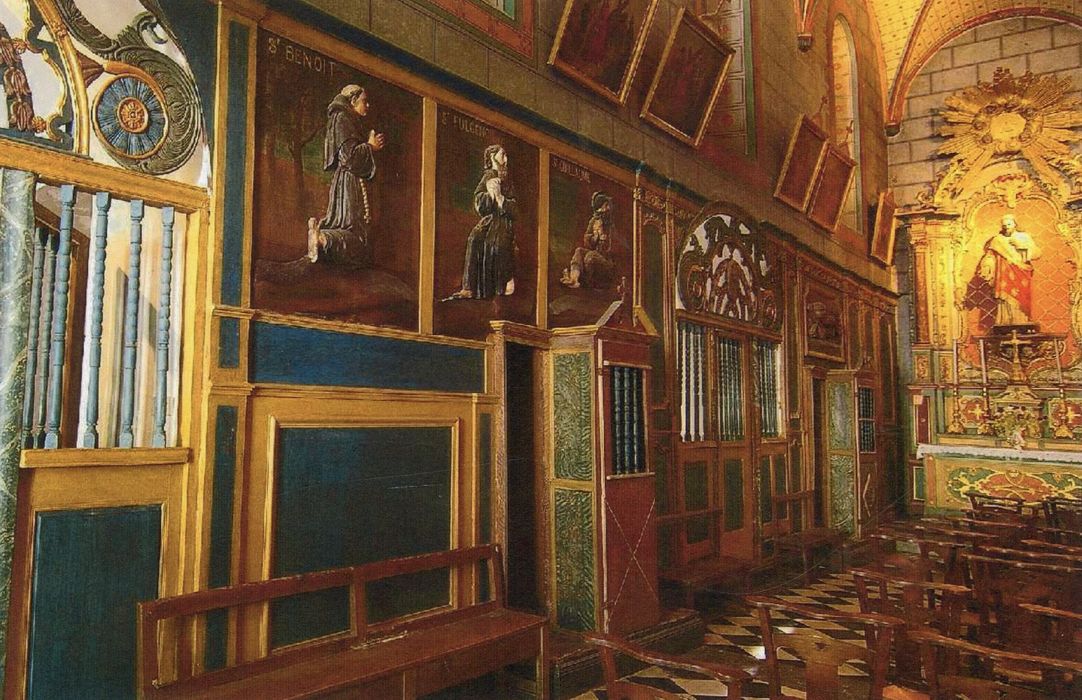 bas-reliefs du bas-côté nord : Saint Benoît, saint Fulgence, saint Guillaume (photocopie numérisée)