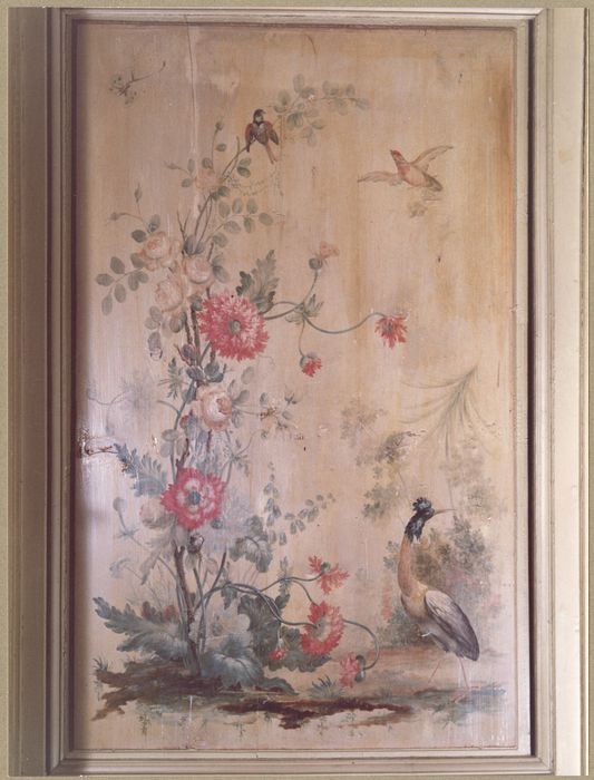 un des salons du rez-de-chaussée, lambris de revêtement, détail