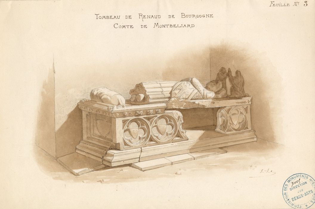tombeau de Renaud de Bourgogne, comte de Montbéliard (dessin : aquarelle)