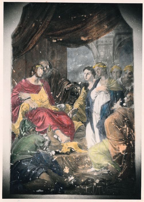 peinture monumentale de de l’histoire d’Esther : Assuréus cherche une femme