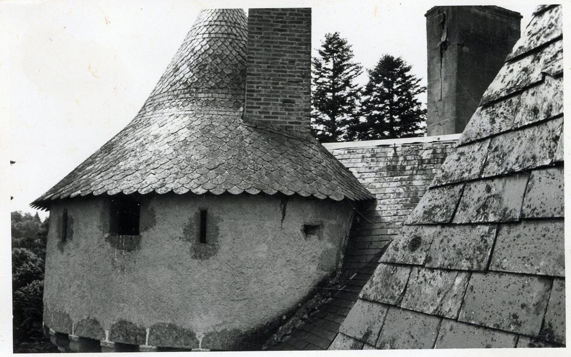 tour sud-est, vue partielle des toiture