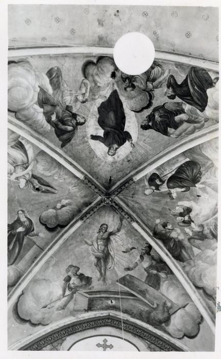 choeur, peintures monumentales de la voûte : Résurrection du Christ, Annonciation, Ascension du Christ, Pentecôte (la)