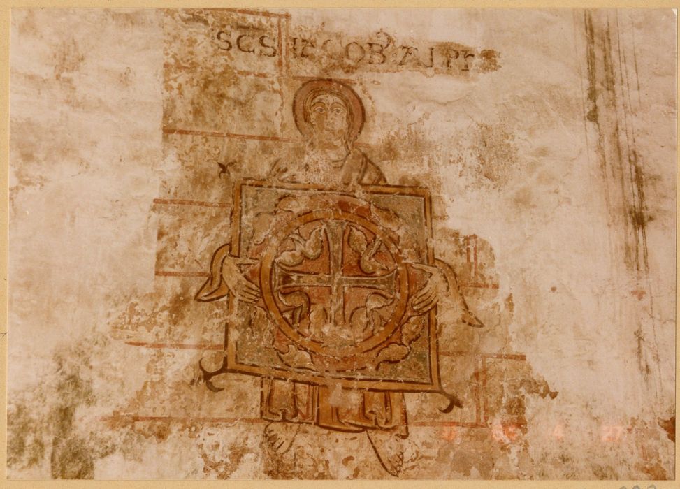 peinture monumentale, détail d’une croix de consécration