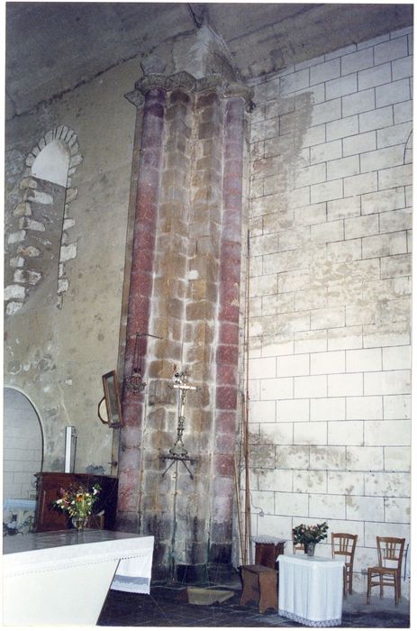 nef, mur gouttereau nord, détail de la pile de jonction avec le choeur