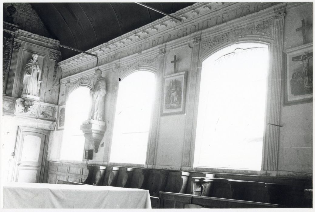 nef, mur gouttereau sud, vue partielle des décors