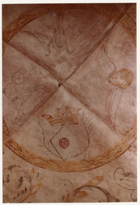 ancien parloir, peinture monumentale du plafond, détail