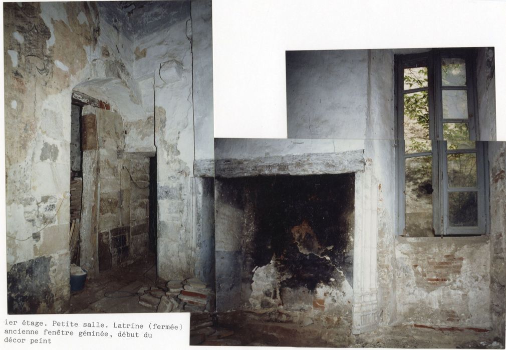 1er étage, petite salle : ancienne latrine, fragment des peintures monumentales