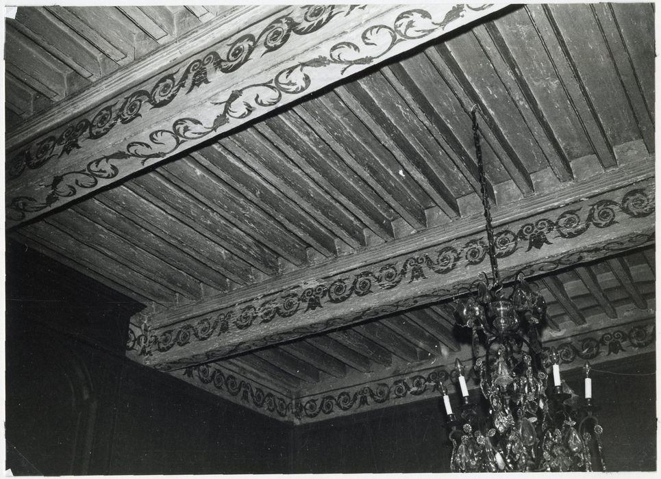 petit salon, vue partielle du plafond à la française