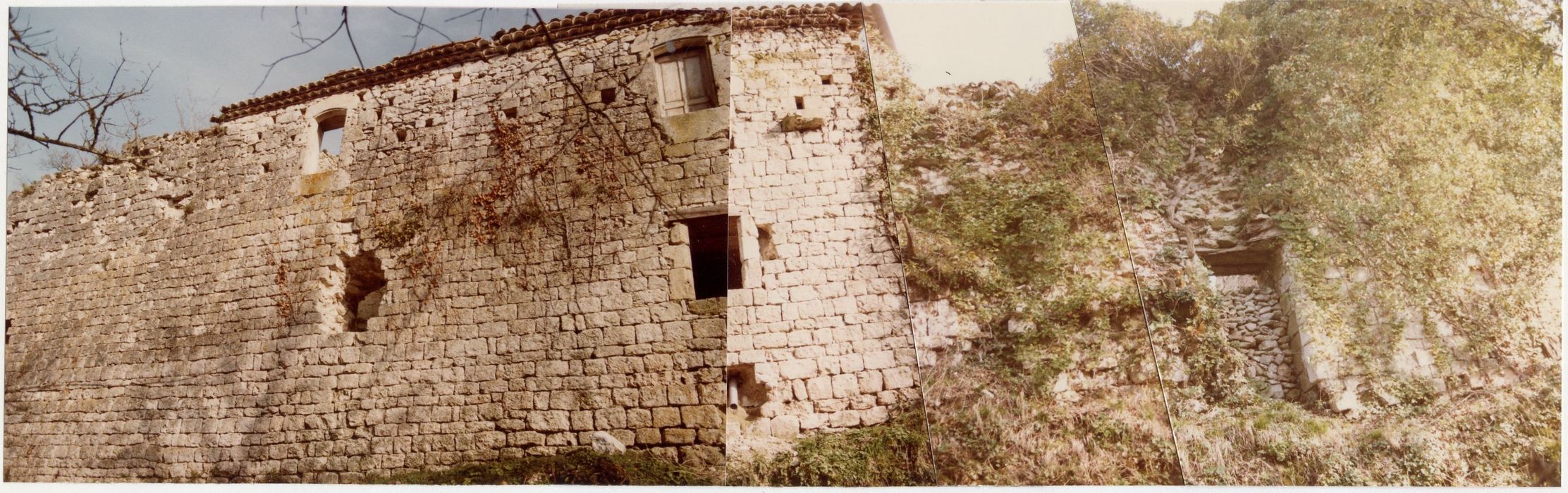 vue partielle des ruines, mur d’enceinte à l’ouest