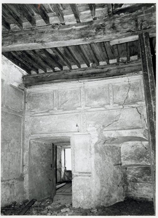 2e étage, grande salle, vue partielle du décor