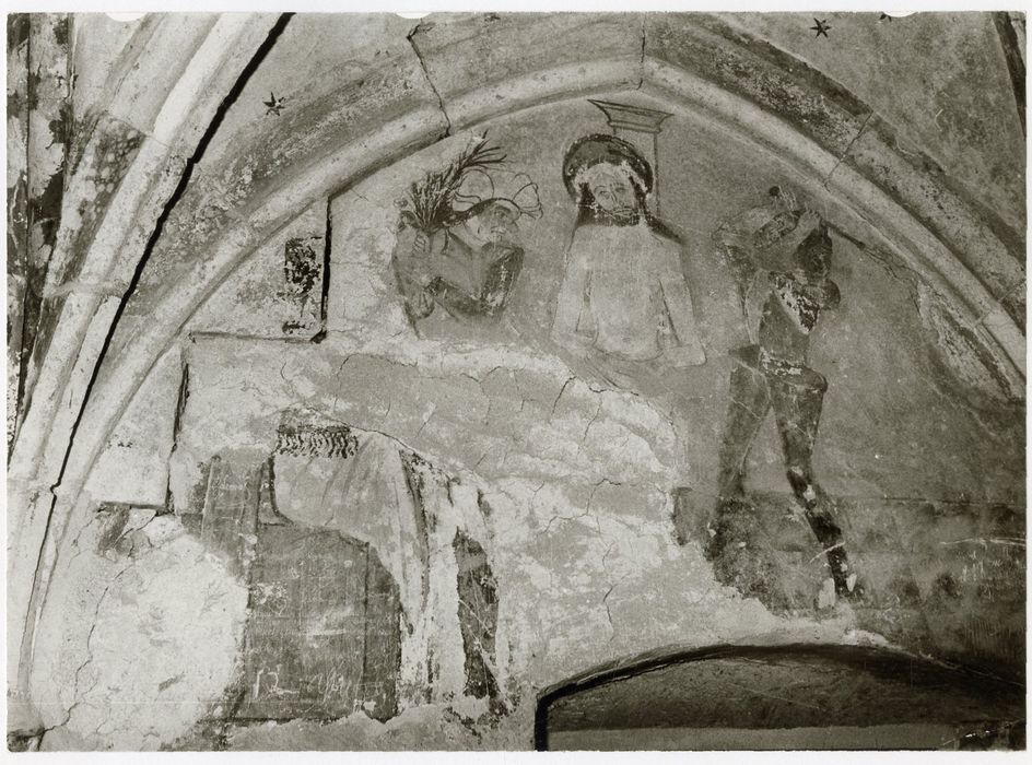 chapelle, peintures monumentales (mur nord), vue partielle