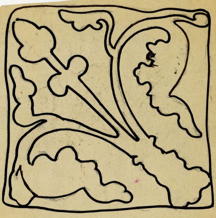 relevé d’un carreau de pavement (dessin : encre sur calque)