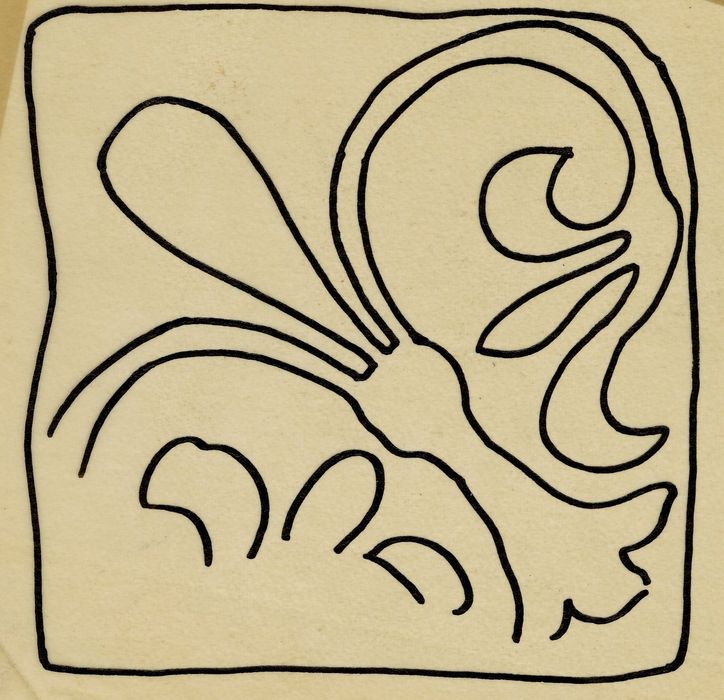 relevé d’un carreau de pavement (dessin : encre sur calque)