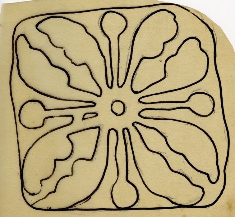 relevé d’un carreau de pavement (dessin : encre sur calque)