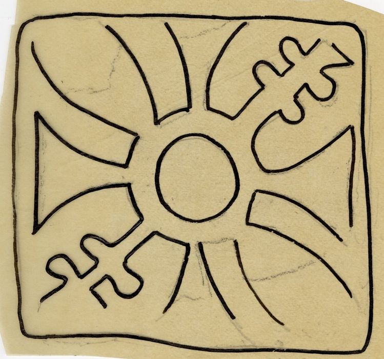 relevé d’un carreau de pavement (dessin : encre sur calque)