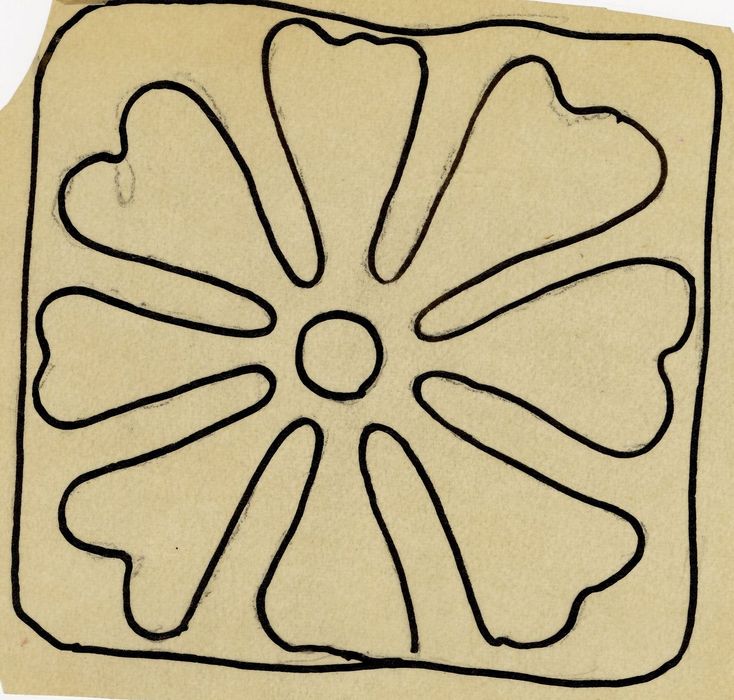 relevé d’un carreau de pavement (dessin : encre sur calque)