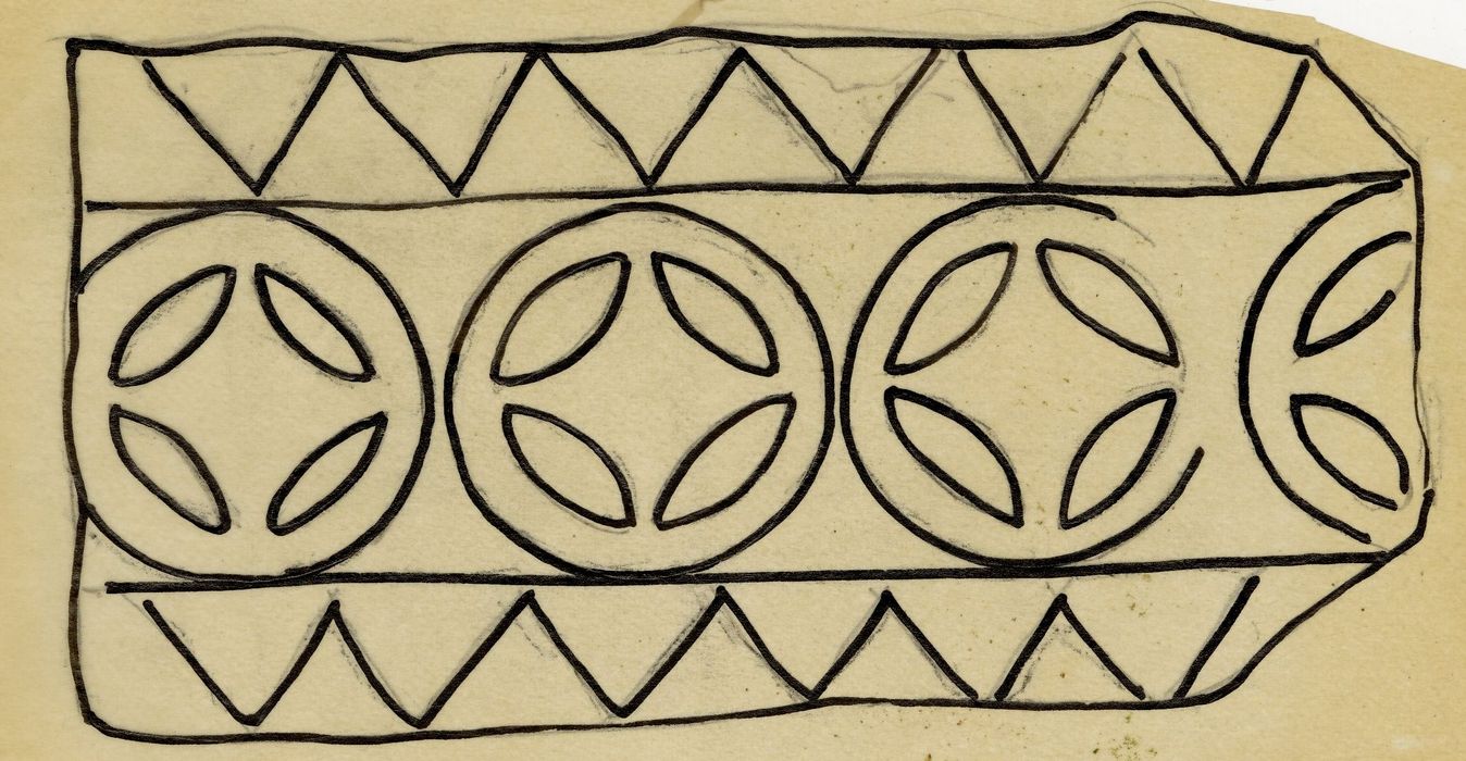 relevé d’un carreau de pavement (dessin : encre sur calque)