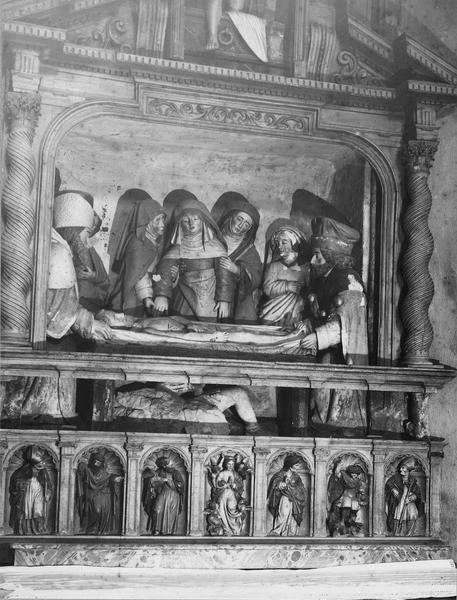retable, groupe sculpté : la mise au tombeau