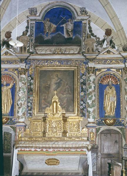 retable, tabernacle, exposition, tableau, deux statues (maître-autel) : la transfiguration, saint Pierre, saint Paul - © Ministère de la Culture (France), Médiathèque du patrimoine et de la photographie (objets mobiliers), tous droits réservés