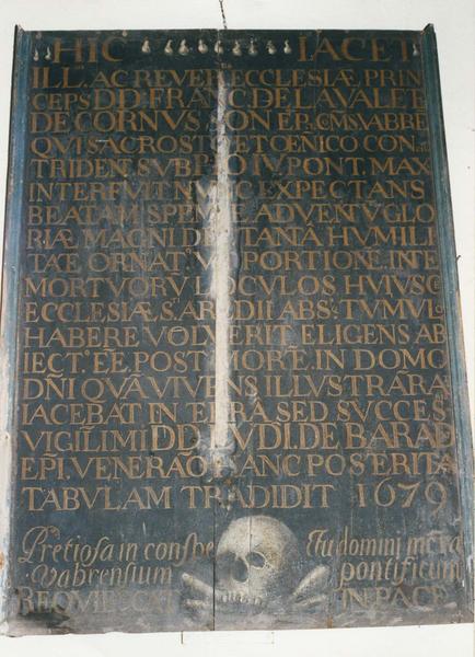 plaque funéraire de François Ier de la Valette-Cornusson, évêque de Vabres - © Ministère de la Culture (France), Médiathèque du patrimoine et de la photographie (objets mobiliers), tous droits réservés