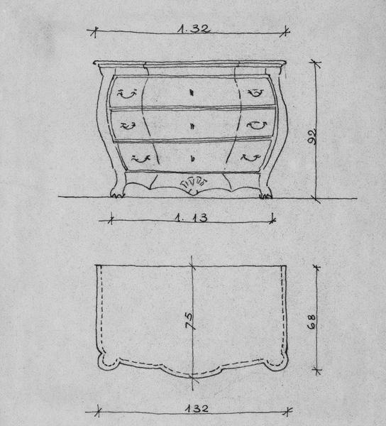 commode style Louis XIV, détail