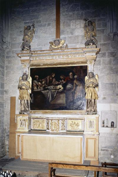 retable, tabernacle, prédelle, quatre statuett, tableau (autel secondaire)