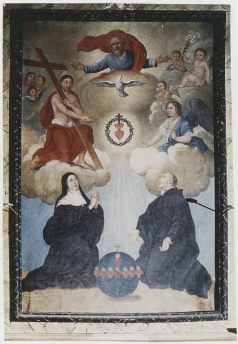 Tableau : Adoration du Sacré-Coeur avec la Trinité