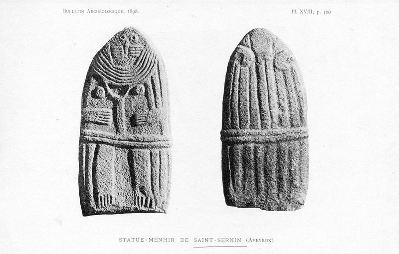 statue-menhir, vues générales de face et de dos