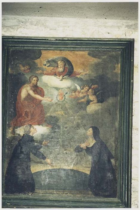 Tableau : Adoration du Sacré-Coeur par Sainte Marguerite-Marie et le Père de la Colombière