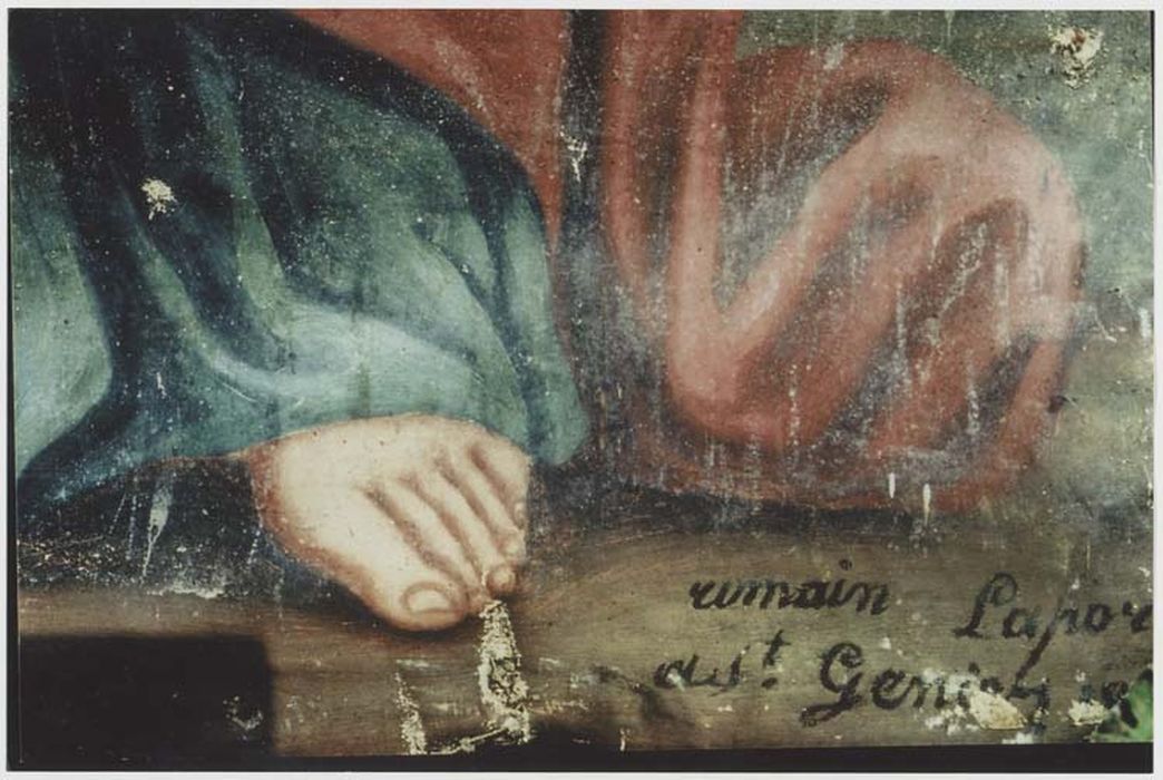 tableau : Crucifixion, détail de la signature - © Ministère de la Culture (France), Médiathèque du patrimoine et de la photographie, diffusion GrandPalaisRmn Photo
