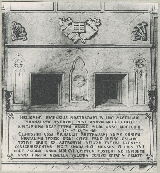 tableau : portrait de Michel de Notre-Dame dit Nostradamus et de César Notre-Dame, vue partielle