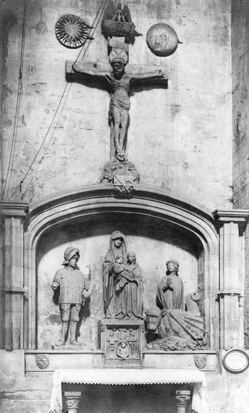 autel, retable, 4 statues : sainte Anne, Vierge à l'Enfant, saint Maurice, sainte Marthe avec la Tarasque, vue générale