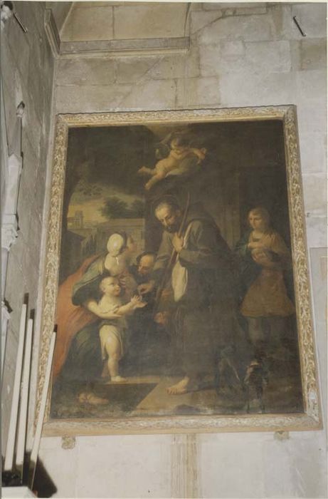 tableau et son cadre : Saint Franciscain faisant l'aumône