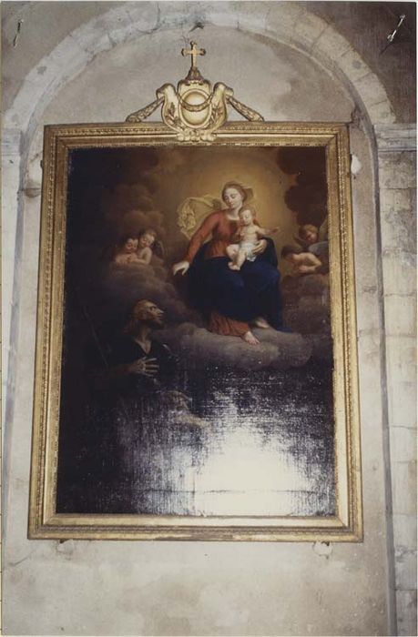 tableau et son cadre : Apparition de la Vierge à l'Enfant à saint Roch