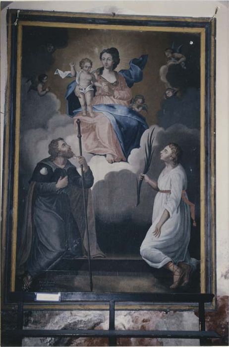 tableau : Saint Jacques et une martyre aux pieds de la Vierge à l'Enfant