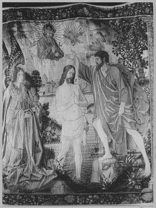 pièce murale : scènes de la vie de la Vierge et du Christ, Baptême du Christ