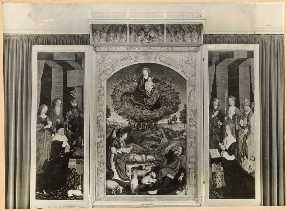 retable (triptyque) : le Buisson ardent, René d'Anjou et Jeanne de Laval