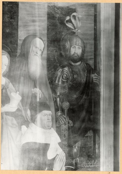 retable (triptyque) : le Buisson ardent, René d'Anjou et Jeanne de Laval, détail