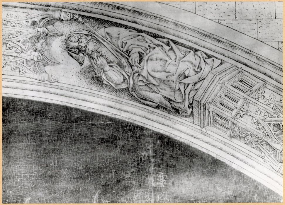 retable (triptyque) : le Buisson ardent, René d'Anjou et Jeanne de Laval, détail