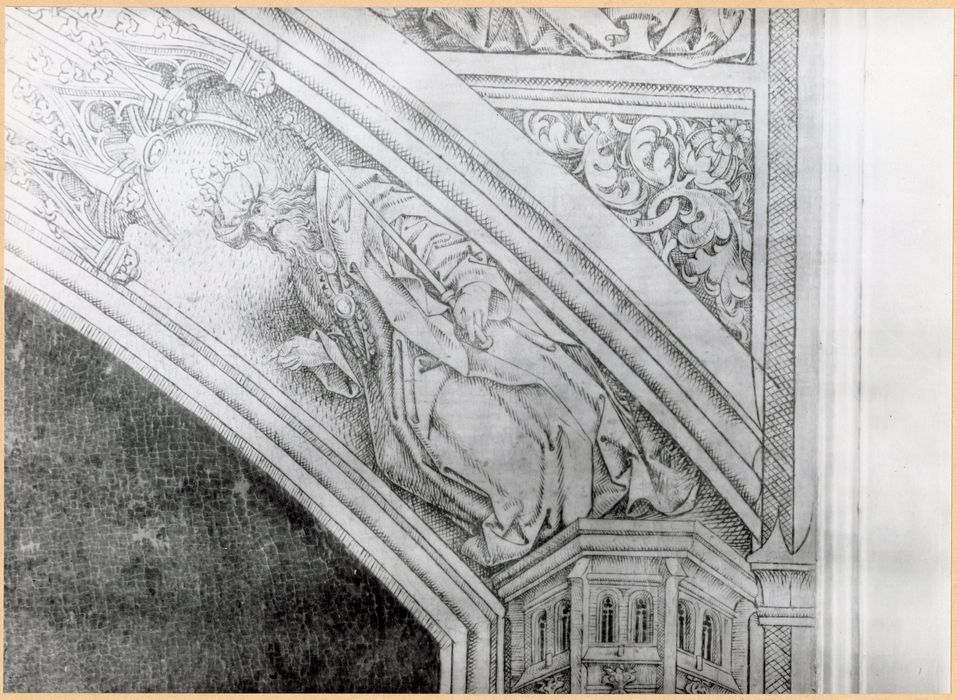 retable (triptyque) : le Buisson ardent, René d'Anjou et Jeanne de Laval, détail