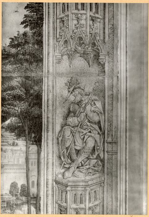 retable (triptyque) : le Buisson ardent, René d'Anjou et Jeanne de Laval, détail
