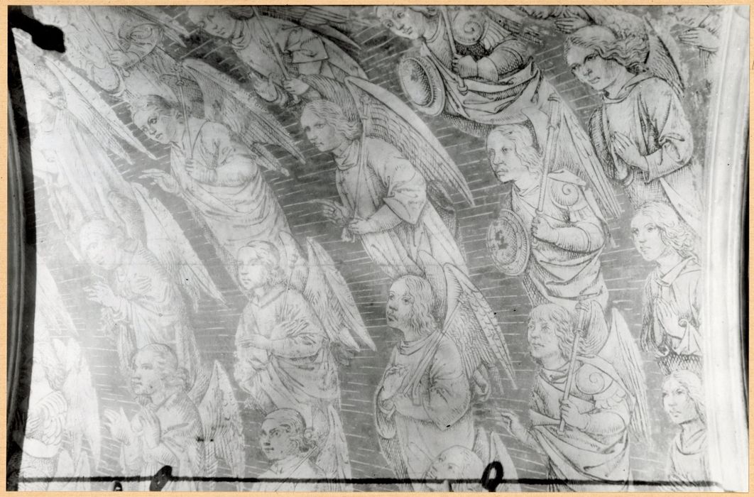 retable (triptyque) : le Buisson ardent, René d'Anjou et Jeanne de Laval, détail