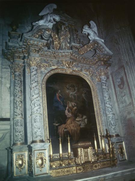 autel et retable de la deuxième chapelle du bas-côté nord et son tableau : La Bonne Mort