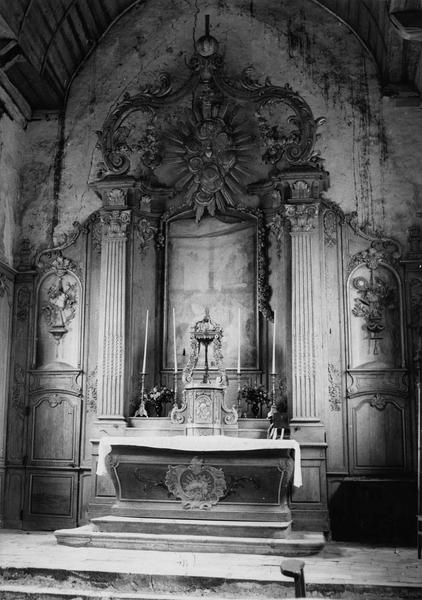 autel (maître-autel) et son retable, boiseries du choeur