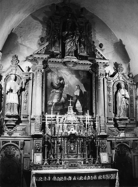 Autel (maître-autel) : l'Annonciation, Vierge à l'Enfant, saint Charles, sainte Marguerite