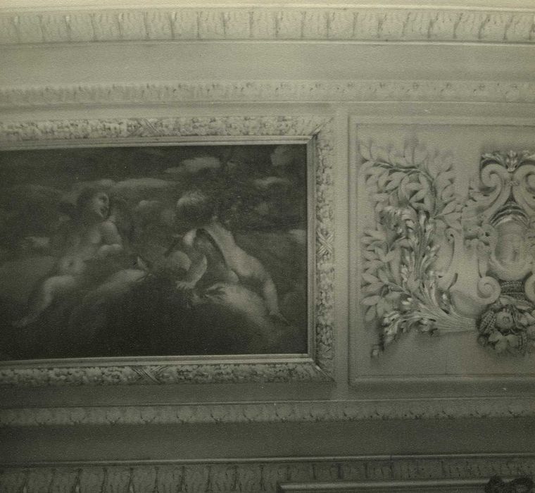 Château du Bourg : Grand salon, plafond, détail