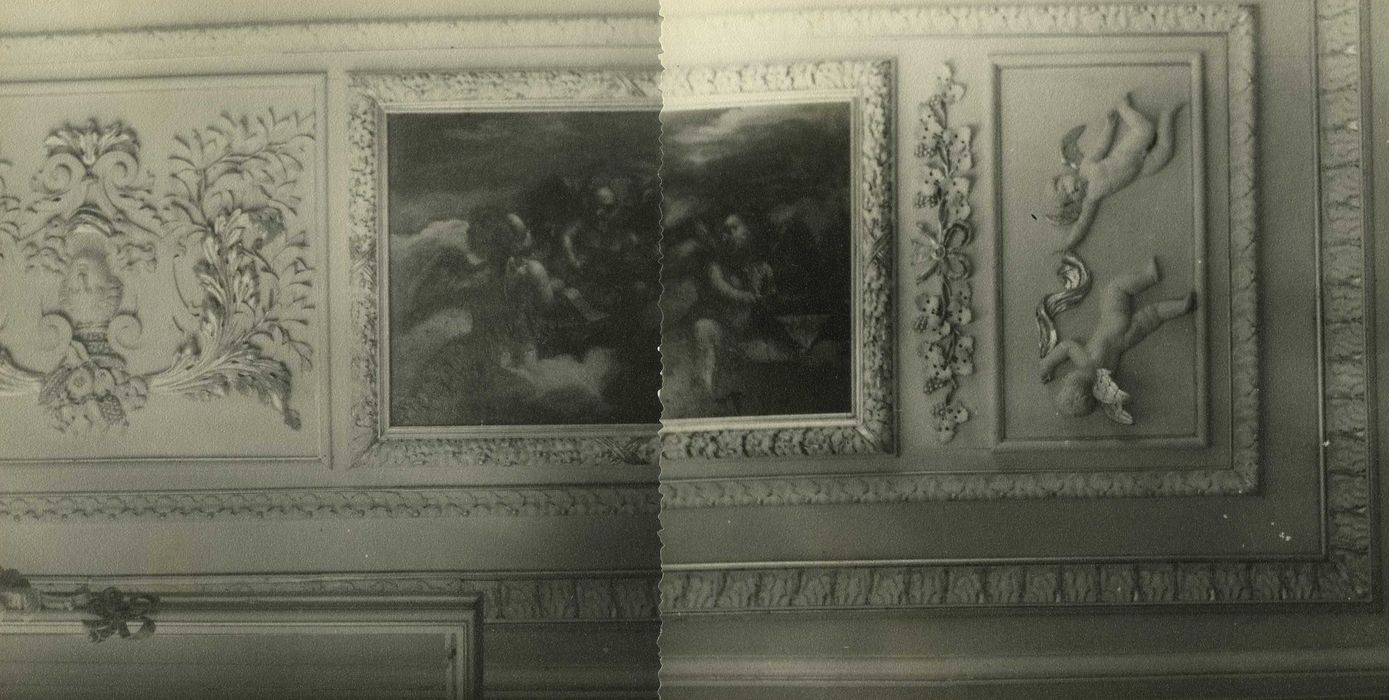 Château du Bourg : Grand salon, plafond, détail