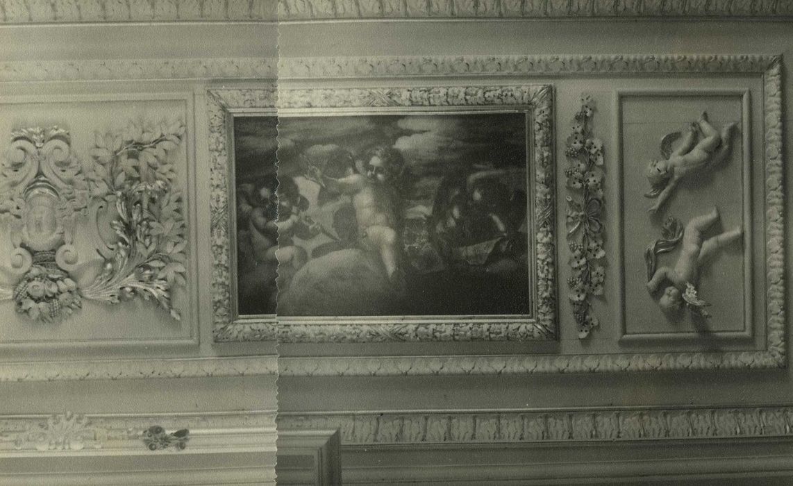 Château du Bourg : Grand salon, plafond, détail