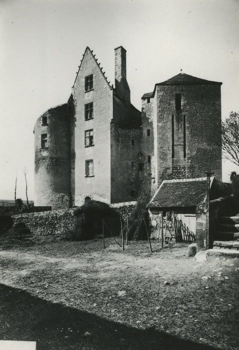 Ruines du château et vestiges de ses moyens de défense : Vue générale du château depuis l’Ouest