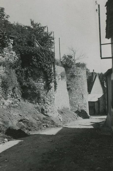 Château d'Esvres : Courtine, tours ouest, vue partielle